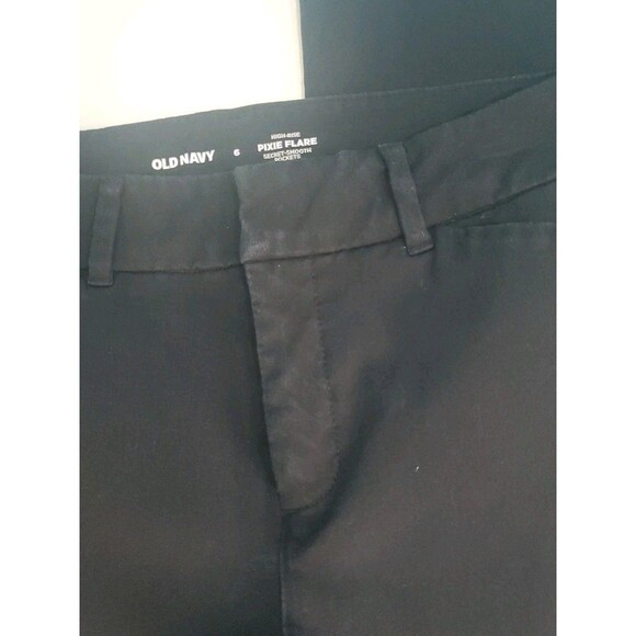 Pixi Flare High Waist Pants Sz 6 30" Inseam Flat Front Smooth Pockets Black - Picture 6 of 14